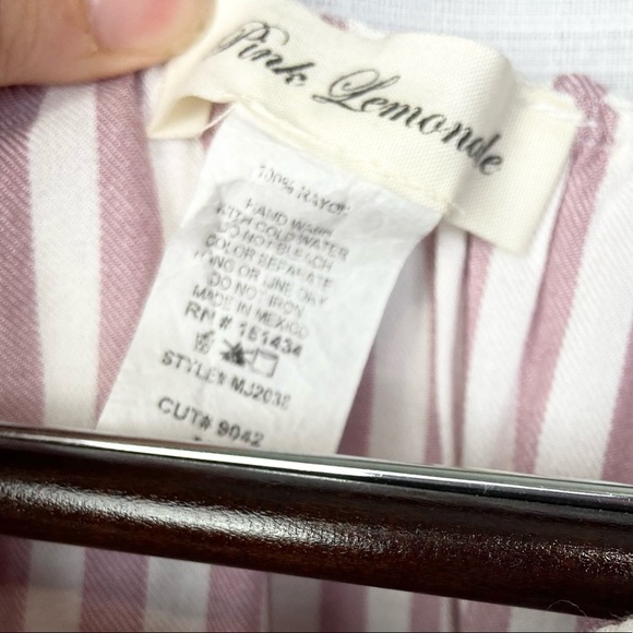 Pink Lemonade•striped off the shoulder 3/4 length button down crop top medium - Picture 4 of 6